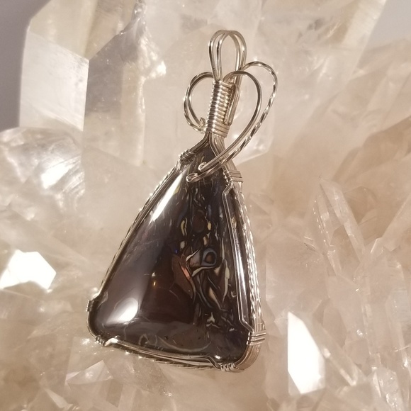 Silver Wire wrapped Australian Boulder Opal - Picture 5 of 12